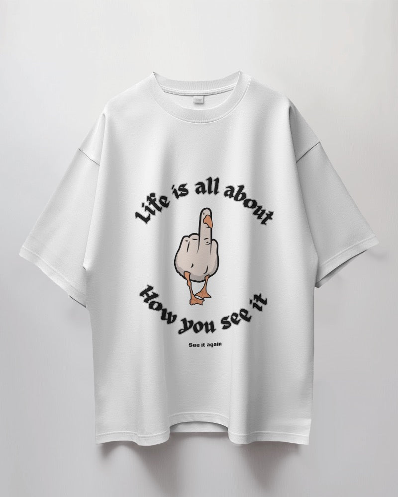 White duck printed oversized tshirt