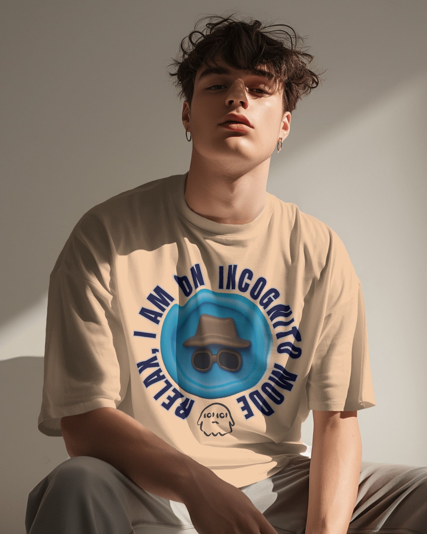 Incognito mode premium multi colour oversized unisex tee