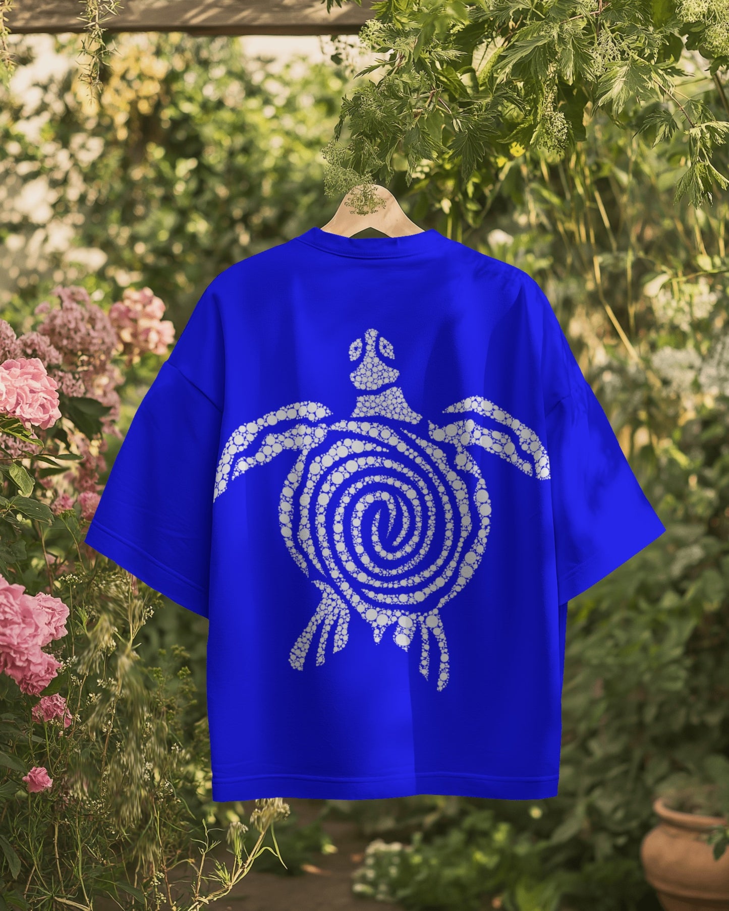 Turtle oversized premium blue tee