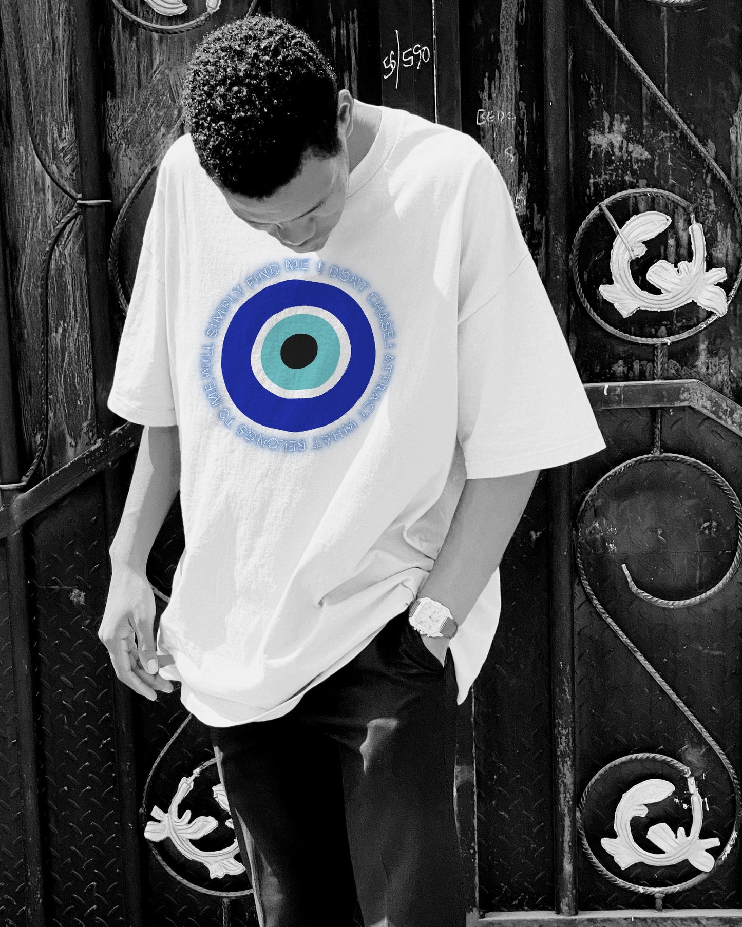 Evil eye white oversized unisex