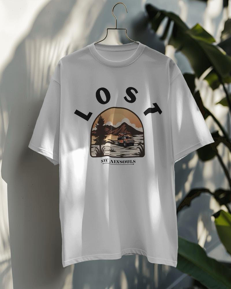 Lost Printed White Oversized